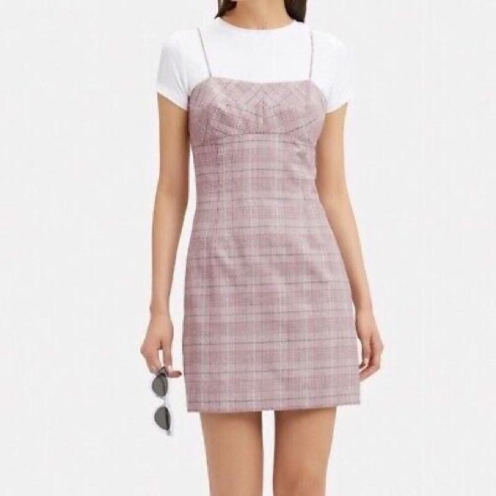 INTERMIX Plaid Pink Mini Dress